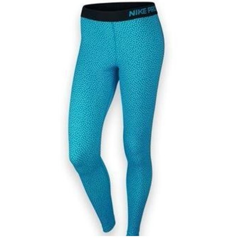 Nike Pro Blue & White Polka Dot Dri Fit Leggings